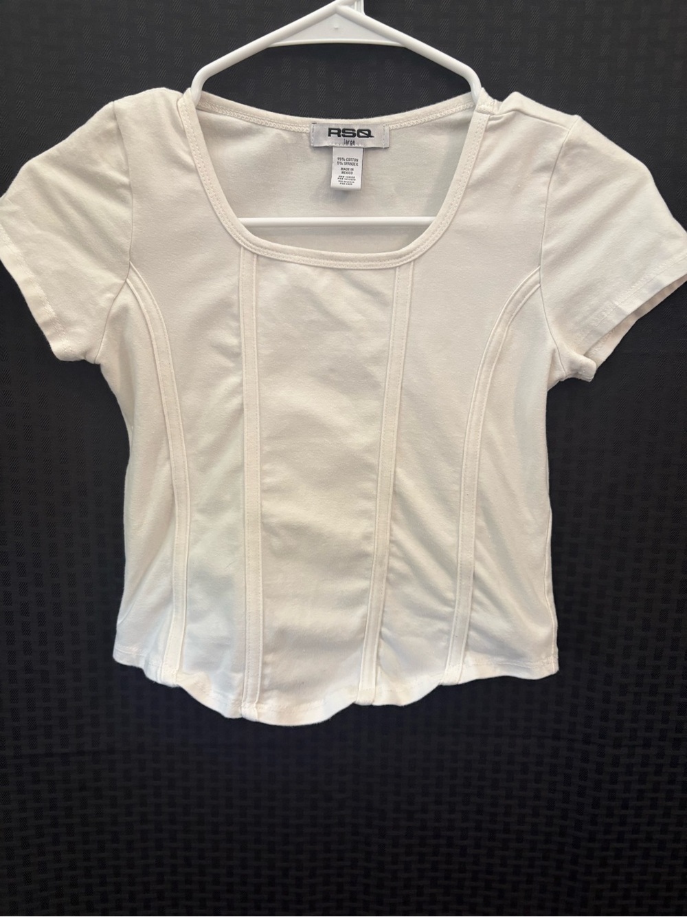 RSQ White Short Sleeve Scoop Neck Tee with Panel Seams